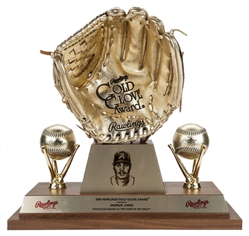 2002 Andruw Jones Personal  Rawlings Gold Glove Award (Signed, with LOA from Jones & PSA/DNA)